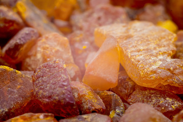 a lot of amber crumbs