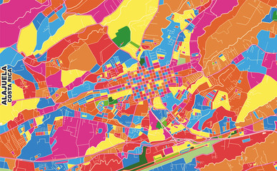 Alajuela, Alajuela, Costa Rica, colorful vector map