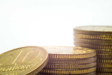 a lot of coins close up