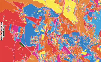 Villa Nueva, Guatemala, Guatemala, colorful vector map