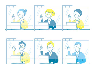 人物　マスク　会社　ウィルス　感染　空気感染　予防　予防方法　避ける　対策