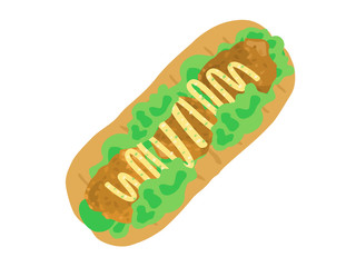 唐揚げサンドのイラスト