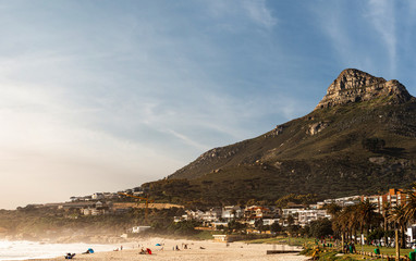 Fototapeta premium Camps Bay (Cape Town), Soutch Africa with a fantastic sky