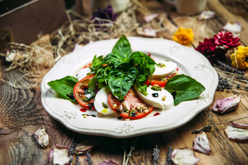 Italian caprese salad tomatoes and mozzarella