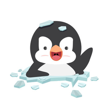 Fat Penguin cartoon on ice floe