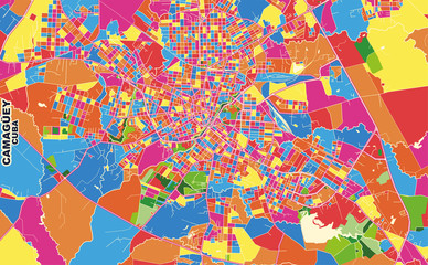 Camagüey, Camagüey, Cuba, colorful vector map
