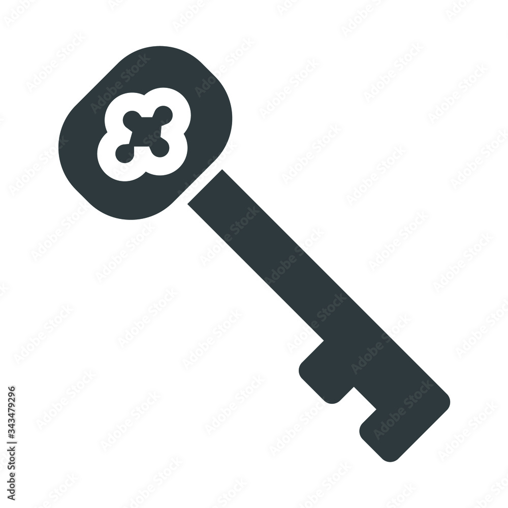 Wall mural key black icon on white background