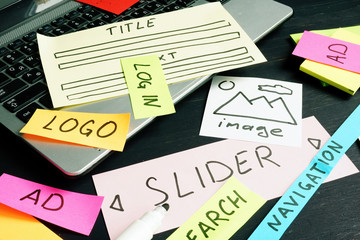 Planning website with application parts for creating design.