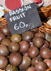 Local produce for sale at the market. papaya