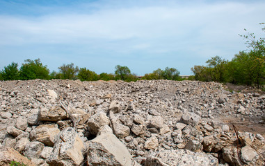 Ruins, the remains of destroyed houses.