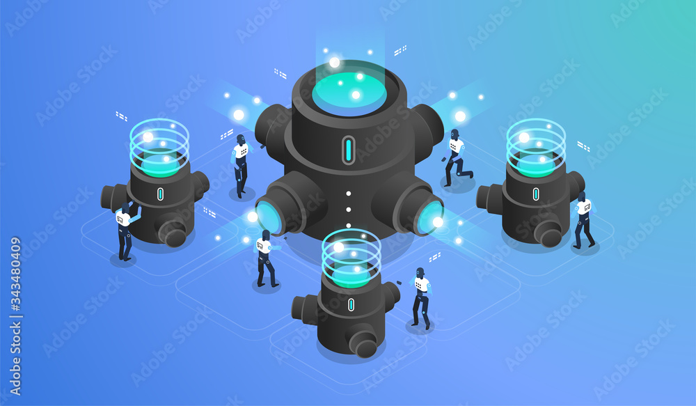 Poster data visualization. concept of data network management. social media machine.