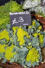 Local produce for sale, romanesco cabbage