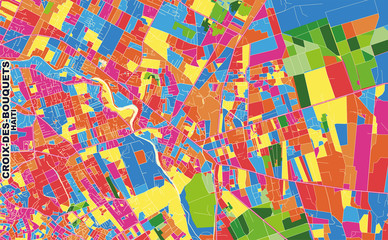 Croix-des-Bouquets, Ouest, Haiti, colorful vector map