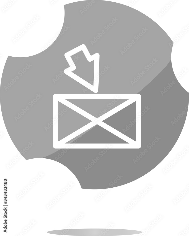 Poster mail envelope icon web button with map isolated on white
