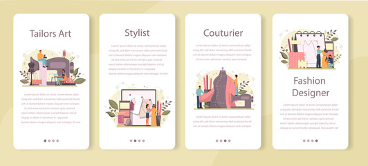Obraz premium Fashion designer or tailor mobile application banner set.