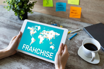 Franchise business model and marketing strategy concept.