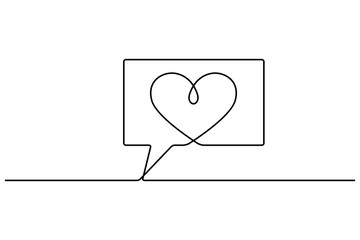 Continuous line drawing. Counter notification icon. Love. Valentine's day. Black isolated on white background. Hand drawn vector illustration. 