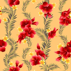 Seamless pattern of beautiful Hibiscus,