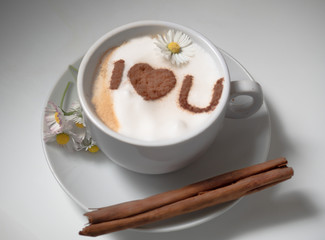 breakfast with cinnamon flavored cappuccino
