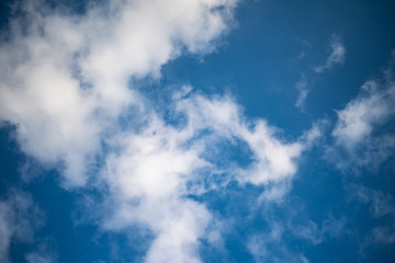 White cloud on blue sky background.