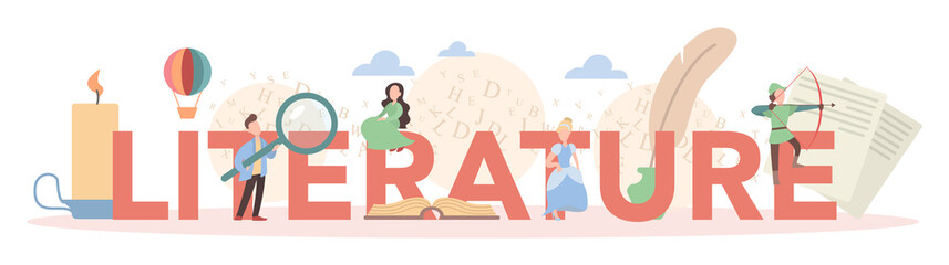 Literature school subject typographic header concept. Idea of