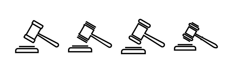Gavel icons set. Hammer icon vector. Judge Gavel Auction Icon Vector. Bid
