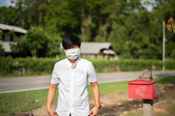 Asia people uesing surgical mask with protecting virus.