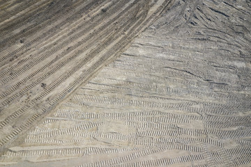 Aerial view of industrial mineral open pit mine. Opencast mining. Drone view from above.