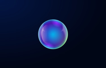 Soap bubble.Transparent realistic bubble with rainbow reflection. Ready to apply to your design. See through element, can be used on white or colored background. Vector illustration.