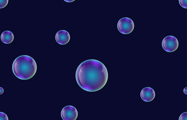 Soap bubbles on dark background.Pattern. vector