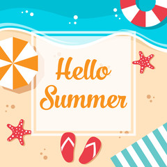 Hello summer background in flat design vector illustration. © goo_design