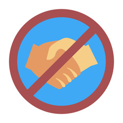 Attention! Stop hand shake concept, Don't touch please, stay safe on white background, Handshake can be dangerous Vector Icon Design, Contactless delivery illustration