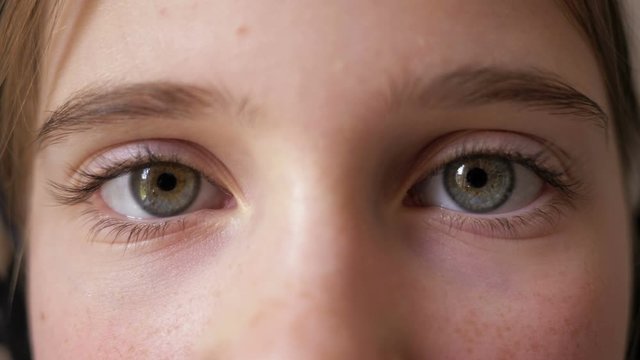 Close up view of teenage girl eyes.