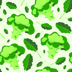 Broccoli pattern. Bright green food seamless pattern.