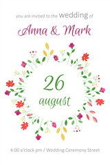Obraz premium Wedding floral invitation. Invitation card with floral pattern