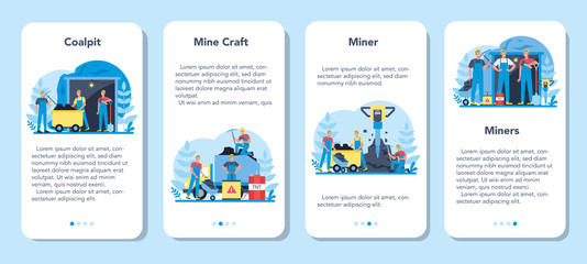 Coal or minerals mining mobile application banner set