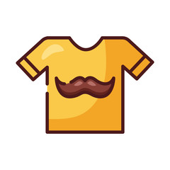 shirt with dad mustache hipster line and fill style icon
