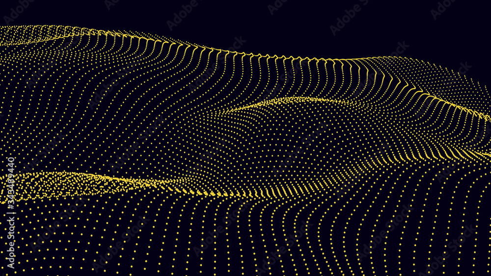 Aufkleber Abstract digital wave of particles. Futuristic point wave. Technology background vector. Vector illustration