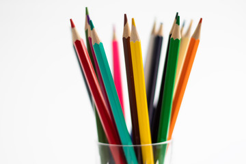 Fototapeta premium Color pencils isolated on white background.
