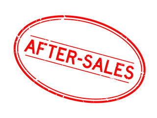 Grunge red after-sales word oval rubber seal stamp on white background