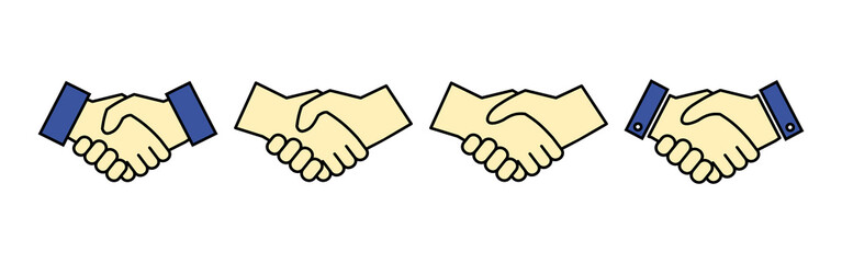 Handshake icons set. Business handshake. contract agreement. Trust icon vector. Deal. Done. partnership icon