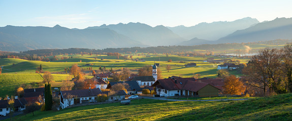 idyllic village aidling, rural bavarian landscape, german autumnal scenery