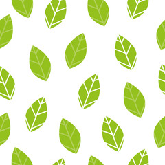 Seamless pattern from green leaves. Ecological concept and environment conservation. Isolated on a white background.