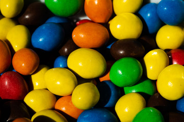 close up of colorful candy chocolate balls