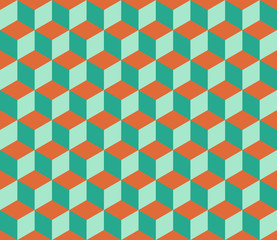 Geometric seamless patterns oranges and teals. Abstract contemporary modern trendy vector illustration.