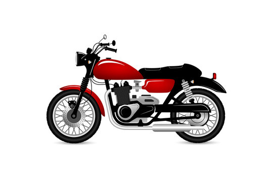 Vector illustration of red vintage motorcycle. 3d bike illustration.