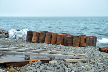 Industrial rubbish on the Franz Josef Land after disintegration Soviet union