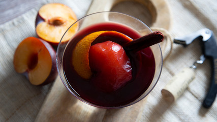 Plumb with red wine spanish dessert