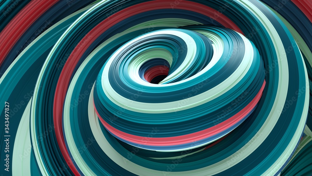 Aufkleber Abstract background, modern illustration 3d of colorful spiral shapes.