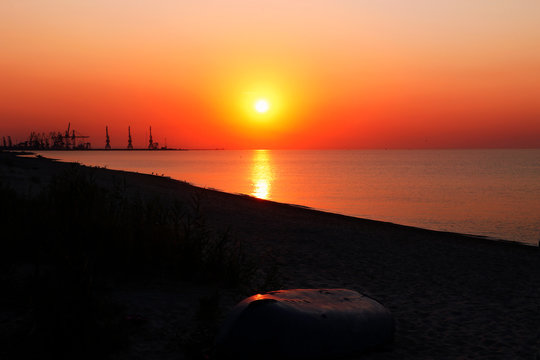 Sunrise On The Coast.Selective Focus.Summer Background.Down Shifting Concept.